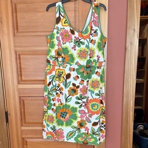 Boden Vibrant Floral Mini Dress - Green, Orange, Pink
